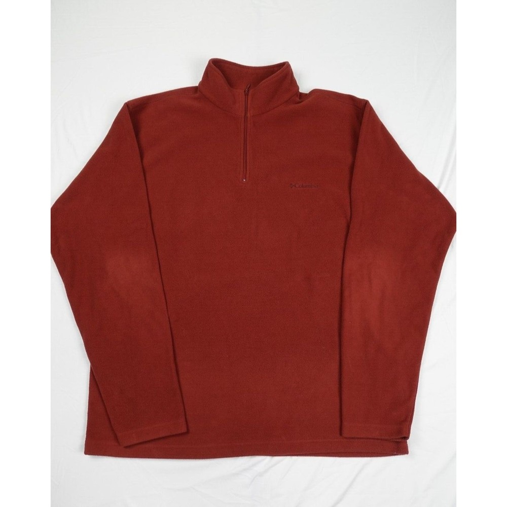 Columbia 1/4 Zip Fleece Sweatshirt Adult XL Red Color Mock Neck Long Sleeve Men